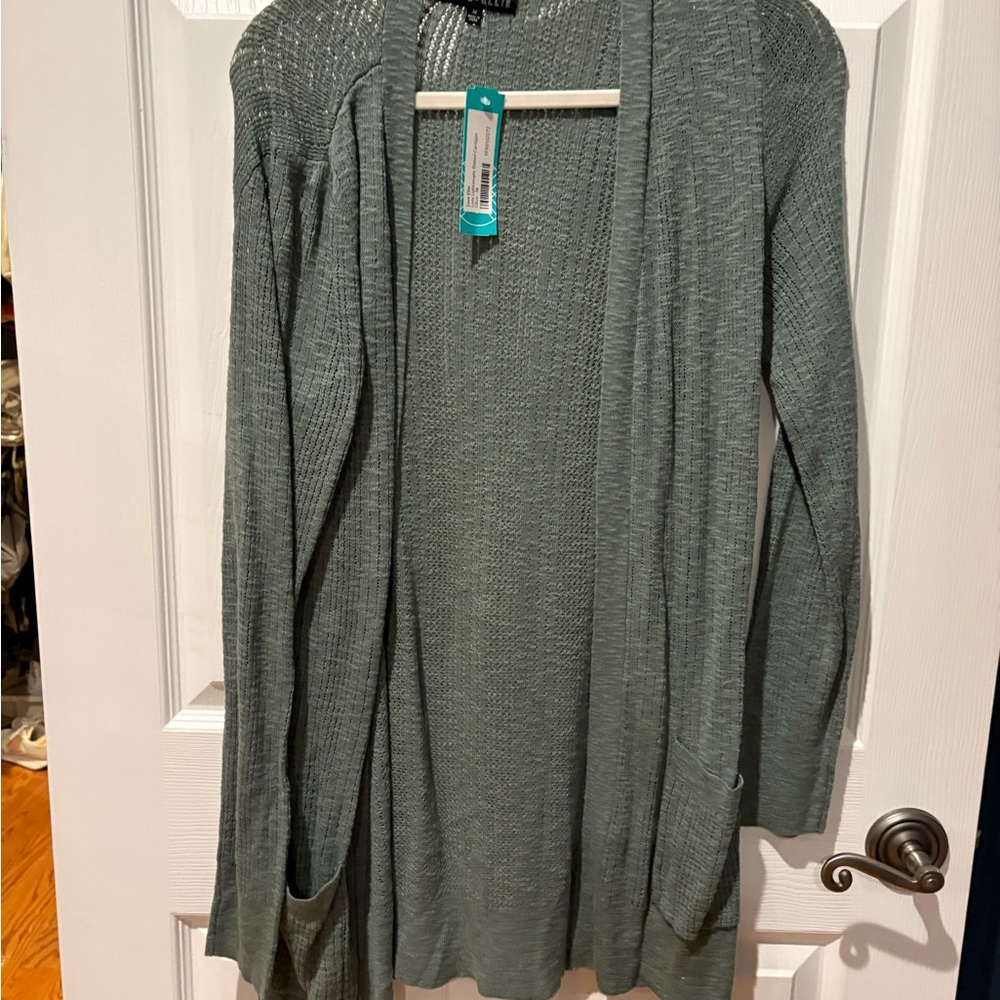 Elegant Sage Open-Front Cardigan